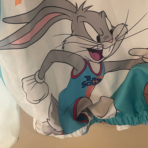 Members Only Windbreaker Jacket Space Jam Looney Tunes Size Medium Bugs Bunny - Picture 7 of 14